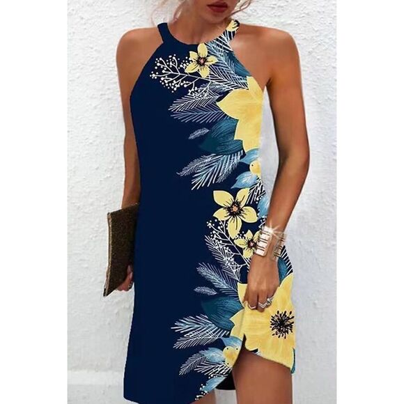 Noracora Women’s Floral Blue Dress Yellow Flowers Size Small - Picture 2 of 10
